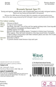 Mr Fothergills RHS Brussels Sprout Igor F1 Seeds AGM Sweet Winter Crop | Vegetable Seeds | 5011775325873 5011775325873 | AllotMate Essentials
