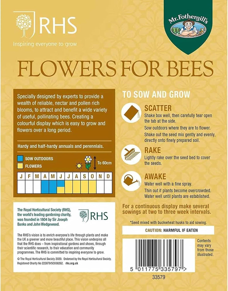 Mr Fothergill’s RHS Flowers For Bees Easy Sow Seeds 20g Box | Flower Seeds | 5011775335797 5011775335797 | AllotMate Essentials