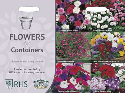RHS Flowers for Containers – Patio & Balcony - Friendly Bloom Mix | Mr Fothergill’s | Flower Seeds | 29035 5011775290355 | AllotMate Essentials