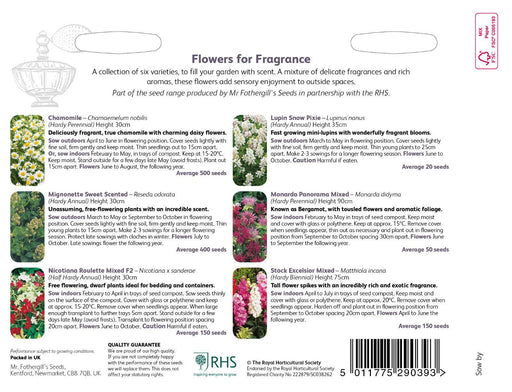 RHS Flowers for Fragrance – Scented Garden Flower Seed Mix | Mr Fothergill’s | Flower Seeds | 5011775290393 5011775290393 | AllotMate Essentials