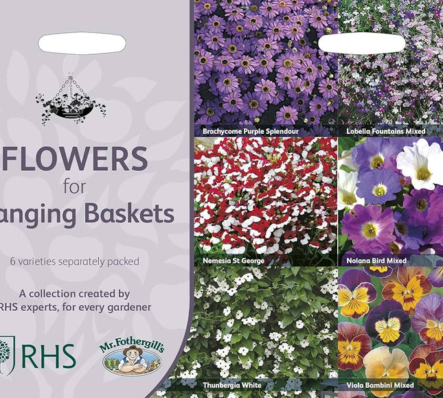 Mr Fothergill’s RHS Flowers for Hanging Baskets Collection - Flower Seeds - AllotMate Essentials - 30513 - 5011775290409