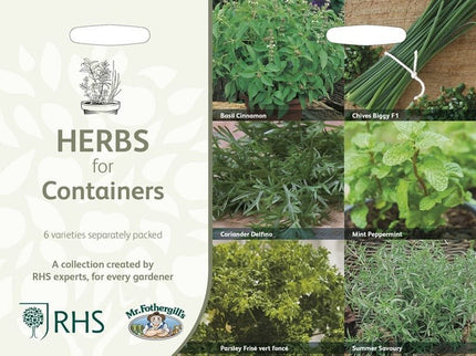 RHS Herbs for Containers – Grow Your Own Herb Seed Kit | Mr Fothergill’s | Herbs | 29855 5011775290430 | AllotMate Essentials