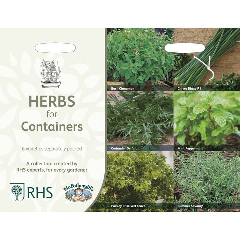 RHS Herbs for Containers – Grow Your Own Herb Seed Kit | Mr Fothergill’s | Herbs | 29855 5011775290430 | AllotMate Essentials