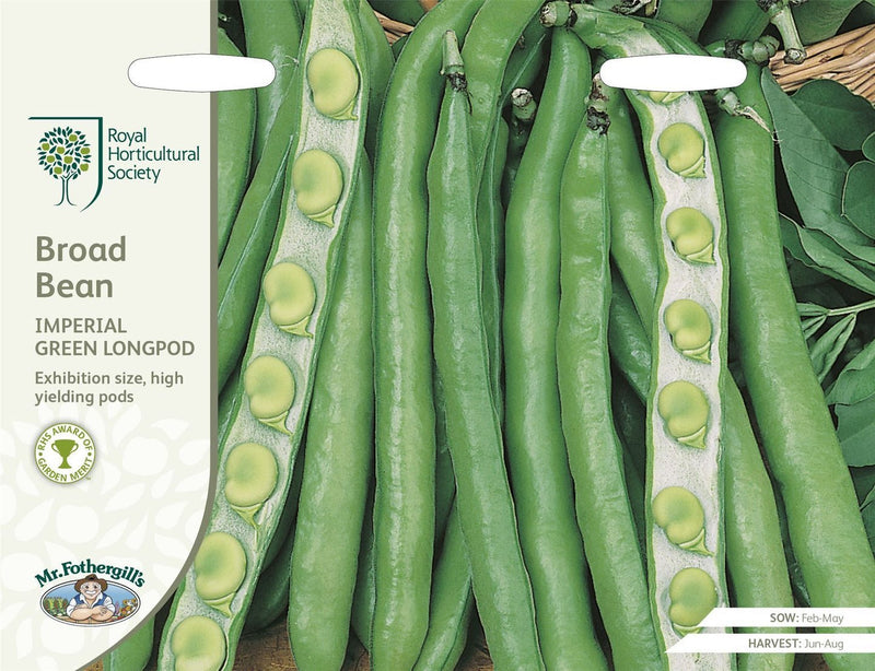 RHS Broad Bean Imperial Green Longpod Seeds | Vegetable Seeds | 18380 5011775273815 | AllotMate Essentials