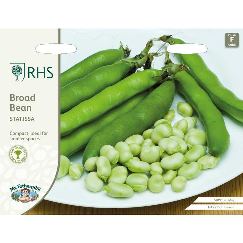 RHS Broad Bean Statissa 50 Seeds | Vegetable Seeds | 38221 5011775382210 | AllotMate Essentials