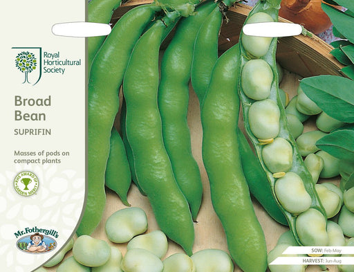 RHS Broad Bean Suprifin 50 Seeds | Vegetable Seeds | 22729 5011775273822 | AllotMate Essentials