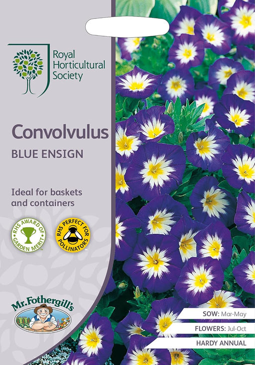 RHS Convolvulus Blue Ensign Seeds 100 Seeds, Hardy Annual Tri Colour Flower for Baskets and Containers | Flower Seeds | 5011775274089 5011775274089 | AllotMate Essentials