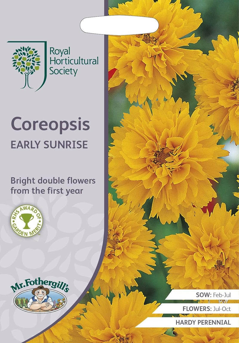 RHS Coreopsis Early Sunrise Seeds 200 Seeds, Hardy Perennial Yellow Double Flower | Flower Seeds | 5011775274096 5011775274096 | AllotMate Essentials