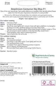 RHS Delphinium Centurion Sky Blue F1 Seeds 20 Seeds, Hardy Perennial Blue Flower Spikes | Flower Seeds | 5011775274119 5011775274119 | AllotMate Essentials