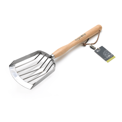 RHS Endorsed Stainless Steel Potato Harvesting Scoop by Burgon & Ball | Potato harvesting tool | GTH/POTSCOOPRHS 5019360008576 | AllotMate Essentials