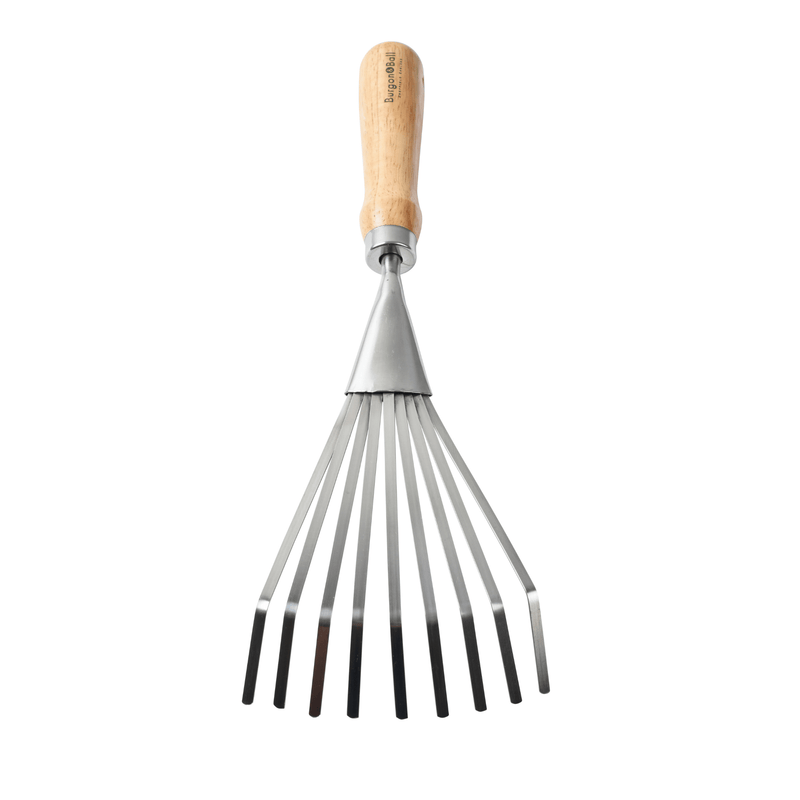 RHS Endorsed Stainless Steel Shrub Rake by Burgon & Ball | Hand rake | GTH/SSRRHS 5019360008538 | AllotMate Essentials