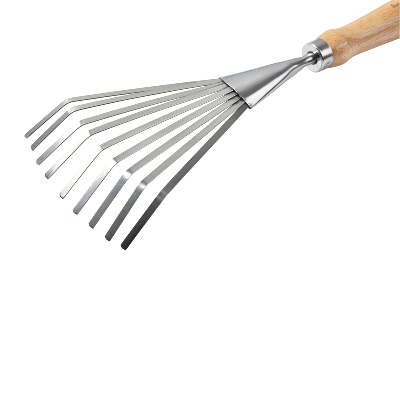 RHS Endorsed Stainless Steel Shrub Rake by Burgon & Ball | Hand rake | GTH/SSRRHS 5019360008538 | AllotMate Essentials