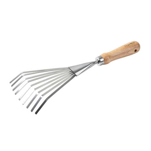 RHS Endorsed Stainless Steel Shrub Rake by Burgon & Ball | Hand rake | GTH/SSRRHS 5019360008538 | AllotMate Essentials