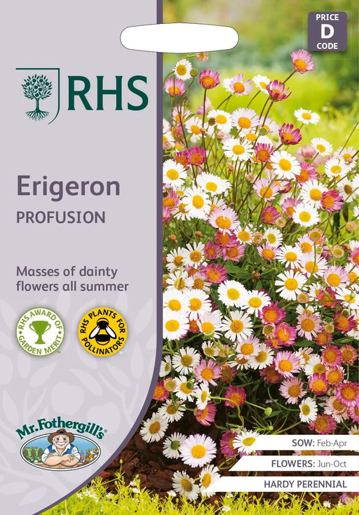 RHS Erigeron Profusion Seeds 250 Seeds, Hardy Perennial Fleabane Daisy | Flower Seeds | 5011775274133 5011775274133 | AllotMate Essentials