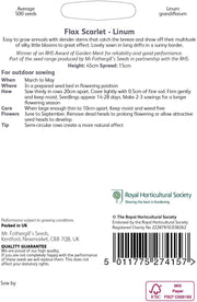 RHS Flax Scarlet Linum Seeds 500 Seeds, Hardy Annual Red Flower | Flower Seeds | 5011775274157 5011775274157 | AllotMate Essentials