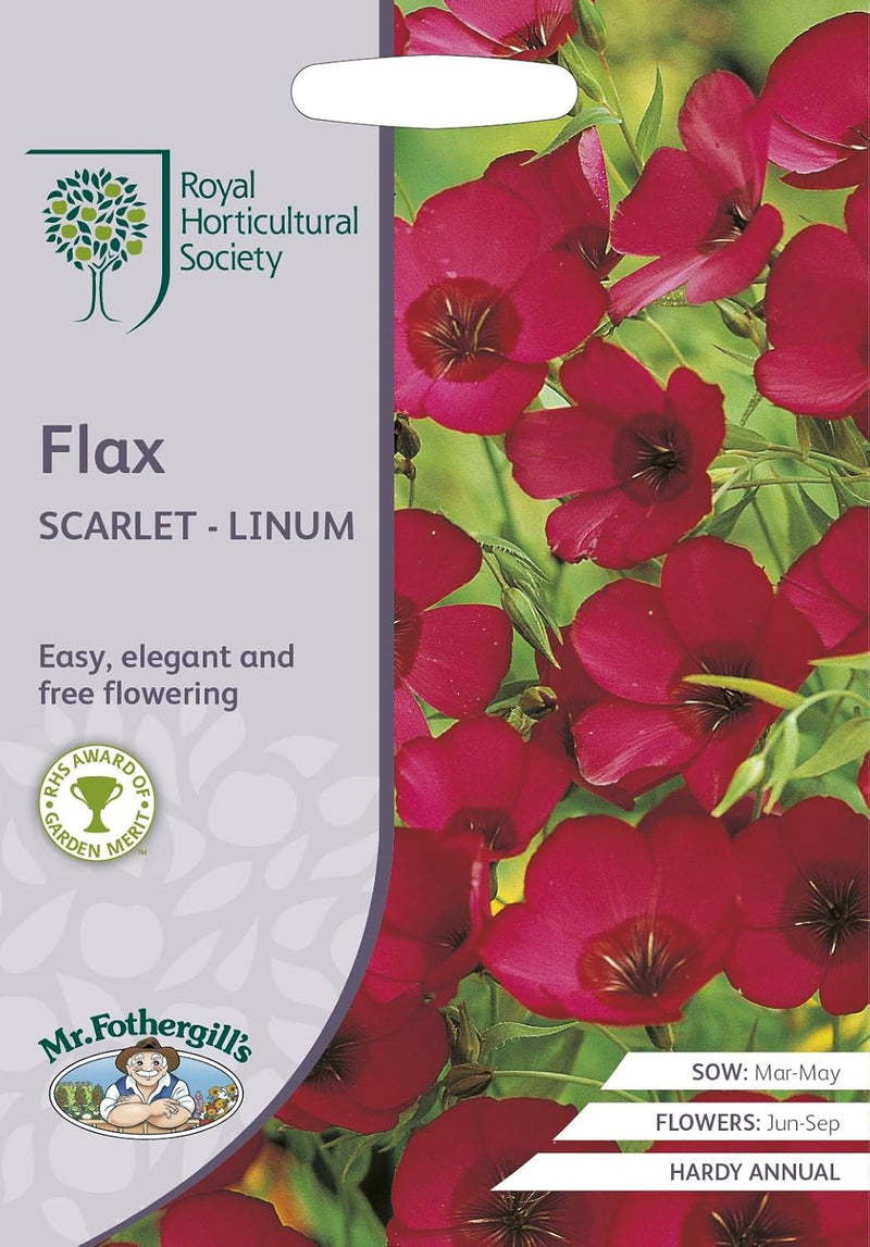 RHS Flax Scarlet Linum Seeds 500 Seeds, Hardy Annual Red Flower | Flower Seeds | 5011775274157 5011775274157 | AllotMate Essentials