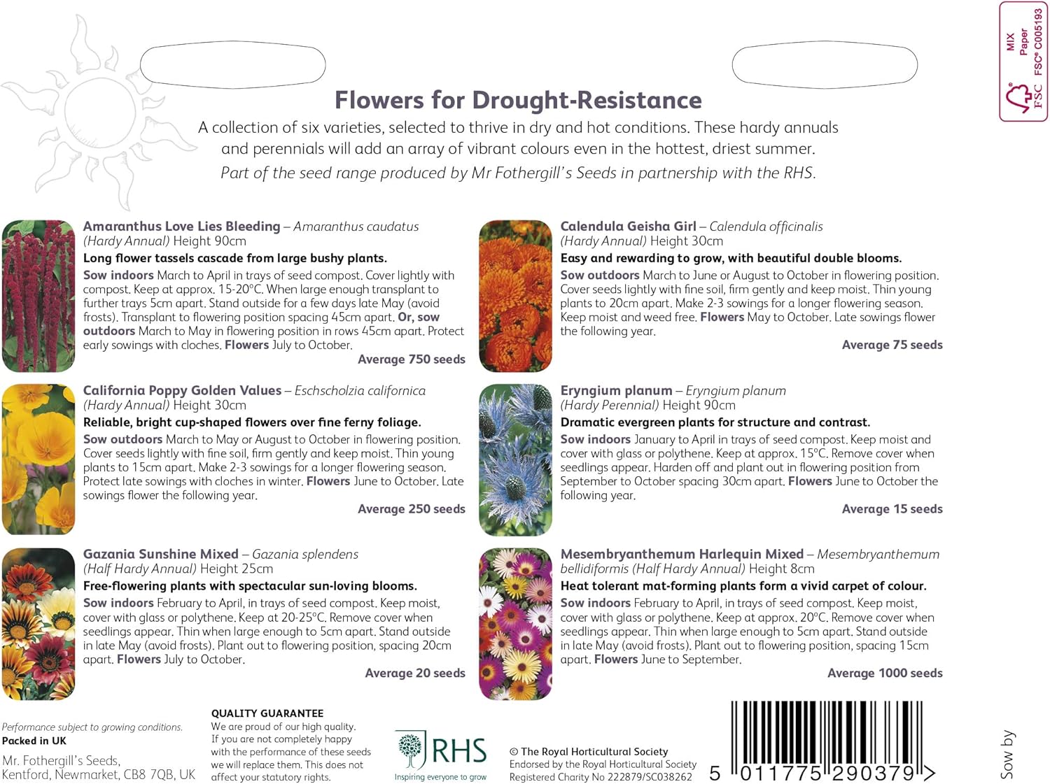 RHS Drought-Resistant Flowers – Low Water Bloom Mix | Mr Fothergill’s ...
