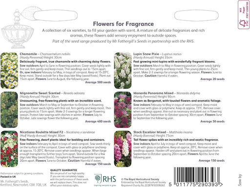 RHS Flowers for Fragrance Seed Collection 6 Scented Varieties | Flower Seeds | 5011775290393 5011775290393 | AllotMate Essentials