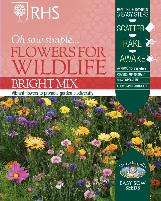 RHS Flowers For Wildlife Bright Mix Easy Sow Seeds 20g Box | Flower Seeds | 5011775335780 5011775335780 | AllotMate Essentials