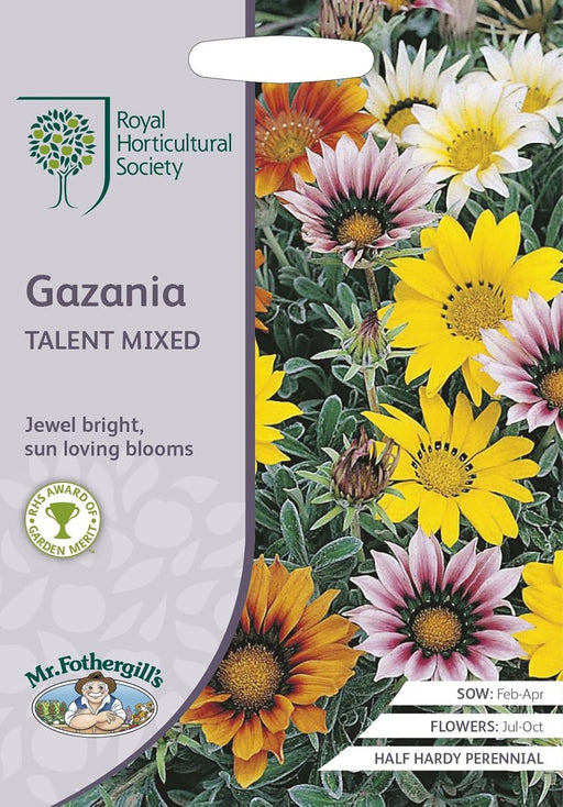 RHS Gazania Talent Mixed Seeds 25 Seeds, Half Hardy Perennial Sun Loving Flowers | Flower Seeds | 5011775274195 5011775274195 | AllotMate Essentials