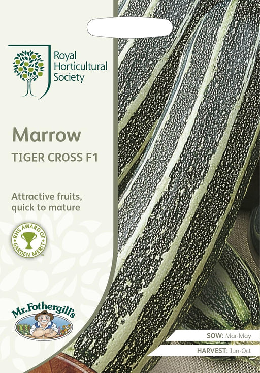 RHS MARROW Tiger Cross F1 | Vegetable Seeds | 15850 5.01178E+12 | AllotMate Essentials