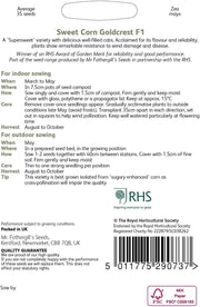 RHS Sweet Corn Goldcrest F1, 35 Seeds | Vegetable Seeds | 30028 5.01178E+12 | AllotMate Essentials