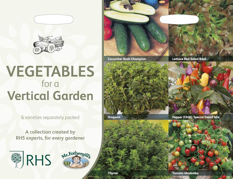 RHS Vegetables for a Vertical Garden Vegetable Seeds Collection 6 Compact Varieties | Vegetable Seeds | 5011775290508 5011775290508 | AllotMate Essentials