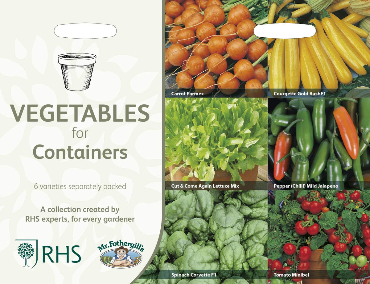 RHS Vegetables for Containers Collection 6 Varieties, Curated Vegetable ...