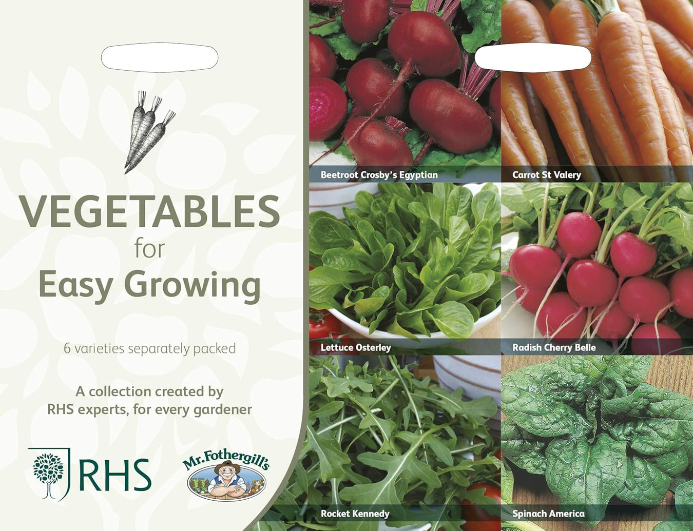 RHS Vegetables for Easy Growing Collection 6 Varieties, Curated Vegetable Seeds for Simple and Reliable Cropping | Vegetable Seeds | 5011775290454 5011775290454 | AllotMate Essentials