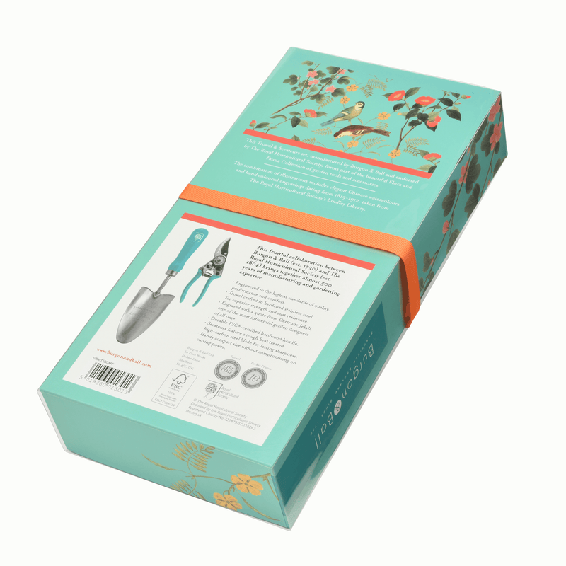 Flora & Fauna Garden Gift Set – Trowel & Secateurs in RHS Design | Burgon & Ball | Garden Trowel & Secateurs Gift Set | GRH/TSBOXFF 5019360013013 | AllotMate Essentials
