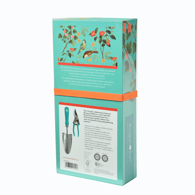 Burgon and Ball Flora and Fauna Trowel and Secateurs - Garden Trowel & Secateurs Gift Set - AllotMate Essentials - GRH/TSBOXFF - 5019360013013