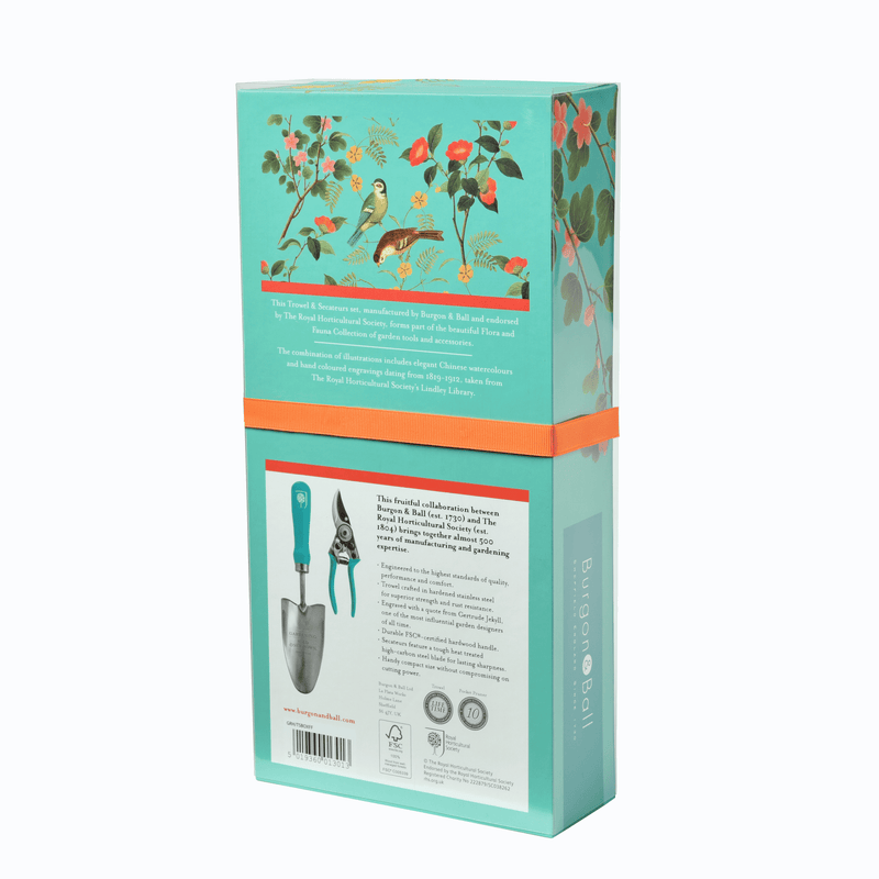 Flora & Fauna Garden Gift Set – Trowel & Secateurs in RHS Design | Burgon & Ball | Garden Trowel & Secateurs Gift Set | GRH/TSBOXFF 5019360013013 | AllotMate Essentials