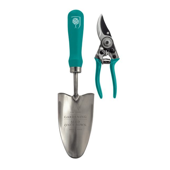 Burgon and Ball Flora and Fauna Trowel and Secateurs - Garden Trowel & Secateurs Gift Set - AllotMate Essentials - GRH/TSBOXFF - 5019360013013